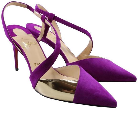 Richelieu Purple 85mm Platina Suede Slingback Pumps C369 - Picture 2 of 12